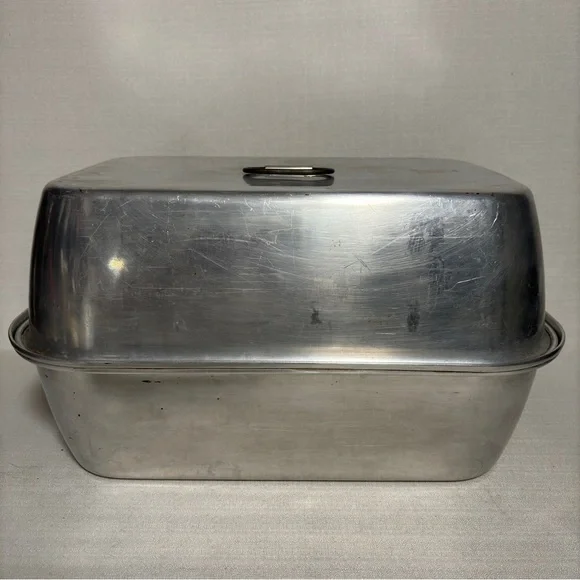 VTG WEAR-EVER Aluminum #325 USA LG Vented Deep Roasting Pan with Lid Handles EUC - Picture 12 of 15